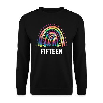 Tie Dye Rainbow Quinze ans 15e anniversaire - Sweat-shirt Unisexe - noir - Devant - Alina (178cm) & Michal (187cm)