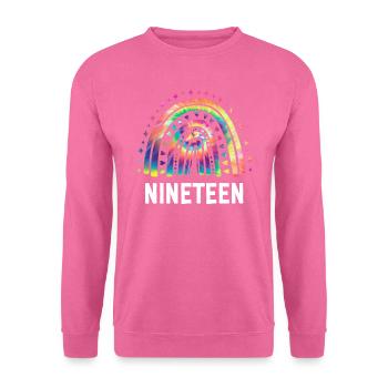 Tie Dye Regenbogen Neunzehn Jahre 19. Geburtstag - Unisex Pullover - Pink - Vorne