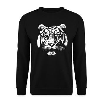 Tiger Head Black White - Unisex Sweatshirt - black - Front - Alina (178cm) & Michal (187cm)