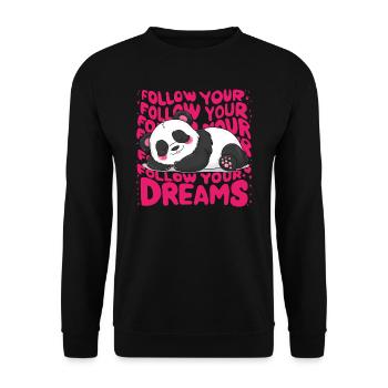 Panda - Follow your dreams - Unisex Pullover - Schwarz - Vorne - Alina (178cm) & Michal (187cm)