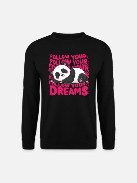 Panda - Follow your dreams - Unisex Pullover - Schwarz