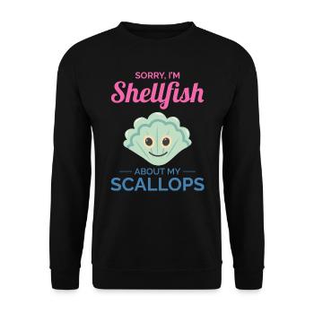 Scallop Seashells Collector Beachcomber Shellfish - Unisex Sweatshirt - black - Front - Alina (178cm) & Michal (187cm)