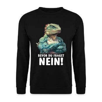 Green Iguana Reptiles Before You Ask No - Unisex Sweatshirt - black - Front - Alina (178cm) & Michal (187cm)
