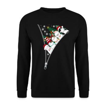 Christmas Zipper Cats - Unisex Sweatshirt - black - Front - Alina (178cm) & Michal (187cm)
