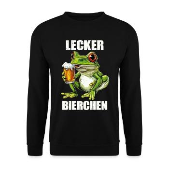 Lecker Bierchen X Frosch Meme Bier lustiges - Unisex Pullover - Schwarz - Vorne - Alina (178cm) & Michal (187cm)