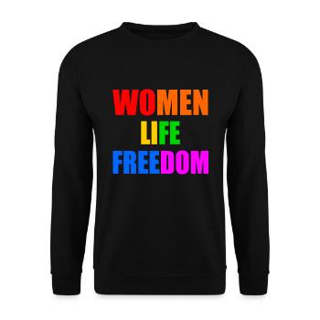 WOMEN LIFE FREEDOM - Unisex Pullover - Schwarz - Vorne - Alina (178cm) & Michal (187cm)