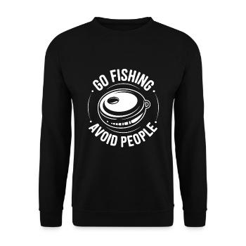 Go fishing, avoid people, rest by the water - Unisex Sweatshirt - black - Front - Alina (178cm) & Michal (187cm)