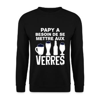 Papi a besoin de se mettre aux verres - Sweat-shirt Unisexe - noir - Devant - Alina (178cm) & Michal (187cm)