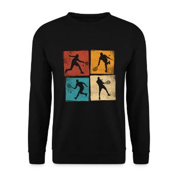 RETRO MEN’S TENNIS PUNCHES SPORTS TENNIS PLAYER - Sweat-shirt Unisexe - noir - Devant - Alina (178cm) & Michal (187cm)