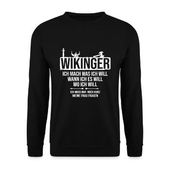 Wikinger Thor - Unisex Pullover - Schwarz - Vorne - Alina (178cm) & Michal (187cm)