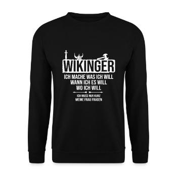 Odin Thor Wikinger - Unisex Pullover - Schwarz - Vorne - Alina (178cm) & Michal (187cm)