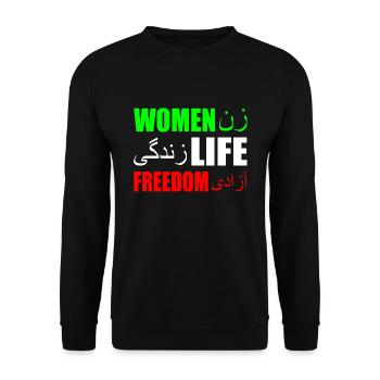 Women life freedom iran - Unisex Sweatshirt - black - Front - Alina (178cm) & Michal (187cm)