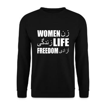 Women life freedom iran - Unisex Sweatshirt - black - Front - Alina (178cm) & Michal (187cm)