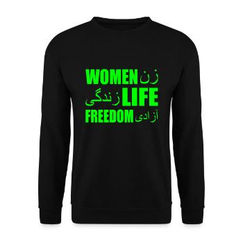 Women life freedom - Sweat-shirt Unisexe - noir - Devant - Alina (178cm) & Michal (187cm)
