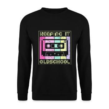 80s 90s Cassette Mixtape Retro Funny - Sweat-shirt Unisexe - noir - Devant - Alina (178cm) & Michal (187cm)
