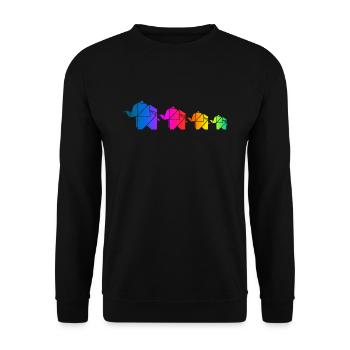 Origami Elefant Familie Familienshirt Partnerlook - Unisex Pullover - Schwarz - Vorne - Alina (178cm) & Michal (187cm)