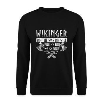 Wikinger Odin Thor - Unisex Pullover - Schwarz - Vorne - Alina (178cm) & Michal (187cm)