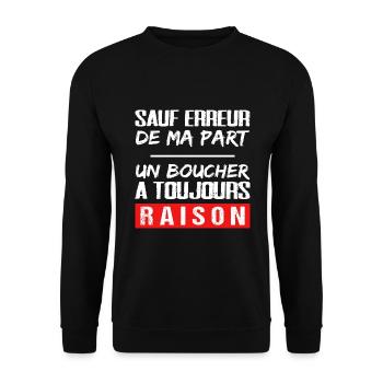 Boucher cadeau drôle humour boucherie charcutier - Sweat-shirt Unisexe - noir - Devant - Alina (178cm) & Michal (187cm)