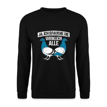 Taube Tauben Vogel - Unisex Pullover - Schwarz - Vorne - Alina (178cm) & Michal (187cm)