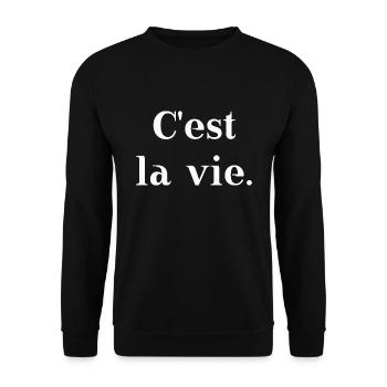 C'est la vie minimalist design gift idea - Unisex Sweatshirt - black - Front - Alina (178cm) & Michal (187cm)