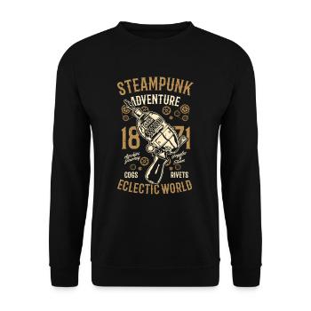 Space Future Univerum Adventure Robot - Unisex Sweatshirt - black - Front - Alina (178cm) & Michal (187cm)