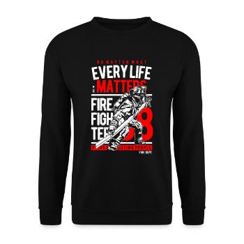 Fire brigade Every life counts - Unisex Sweatshirt - black - Front - Alina (178cm) & Michal (187cm)