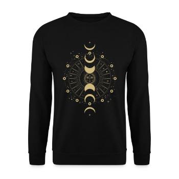 Univers Spirituel Tatouage Soleil Lune Étoiles - Sweat-shirt Unisexe - noir - Devant - Alina (178cm) & Michal (187cm)