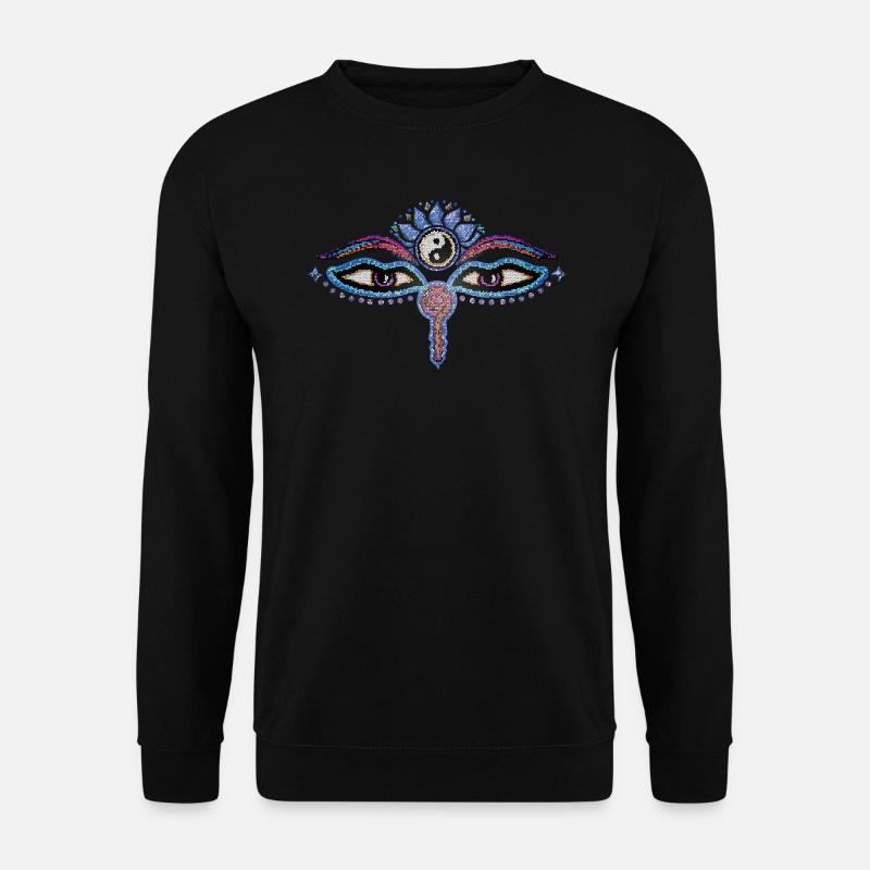 Buddha Augen, Buddhismus, Symbol, Yoga, Meditation - Unisex Pullover - Schwarz
