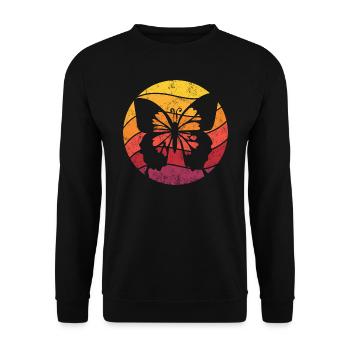 Papillon Rétro Style Vintage - Sweat-shirt Unisexe - noir - Devant - Alina (178cm) & Michal (187cm)