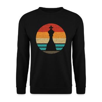 King Chess Piece Retro Style Vintage - Unisex Sweatshirt - black - Front - Alina (178cm) & Michal (187cm)