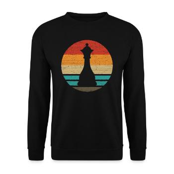 Dame Schachfigur Retro Style Vintage - Unisex Pullover - Schwarz - Vorne - Alina (178cm) & Michal (187cm)