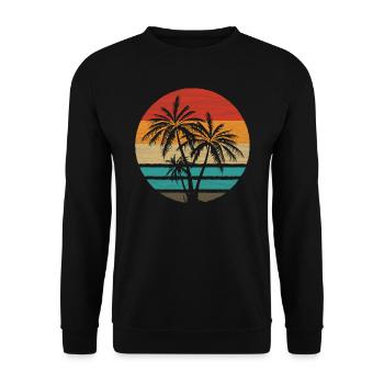 Palmen Retro Style Vintage - Unisex Pullover - Schwarz - Vorne - Alina (178cm) & Michal (187cm)