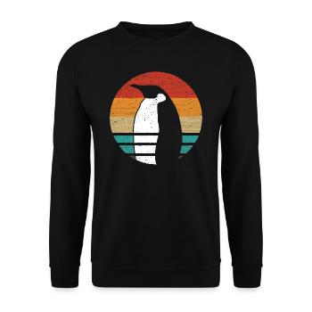 Penguin Retro Style Vintage - Unisex Sweatshirt - black - Front - Alina (178cm) & Michal (187cm)