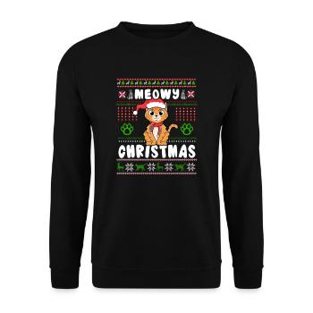 Chat mignon de Noël laid à Noël - Sweat-shirt Unisexe - noir - Devant - Alina (178cm) & Michal (187cm)