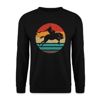 Rodeo Retro Style Vintage - Unisex Pullover - Schwarz - Vorne - Alina (178cm) & Michal (187cm)