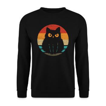 chat, style rétro, vendange - Sweat-shirt Unisexe - noir - Devant - Alina (178cm) & Michal (187cm)