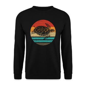 Tortue de mer vintage style rétro - Sweat-shirt Unisexe - noir - Devant - Alina (178cm) & Michal (187cm)
