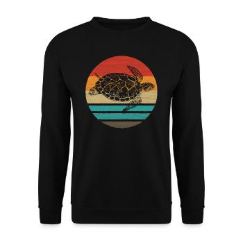 Tortue de mer vintage style rétro - Sweat-shirt Unisexe - noir - Devant - Alina (178cm) & Michal (187cm)