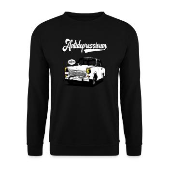  Trabi 601 DDR Kult - Unisex Pullover - Schwarz - Vorne - Alina (178cm) & Michal (187cm)