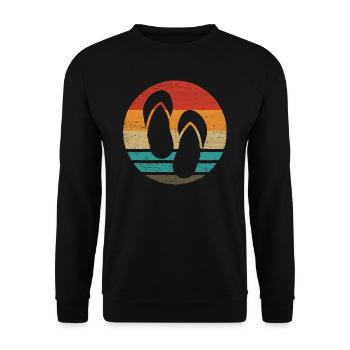 Flip Flops Retro Style Vintage - Unisex Pullover - Schwarz - Vorne - Alina (178cm) & Michal (187cm)