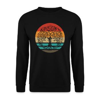 Tree Of Life Retro Style Vintage - Unisex Pullover - Schwarz - Vorne - Alina (178cm) & Michal (187cm)