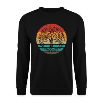 Tree Of Life Retro Style Vintage - Unisex Pullover - Schwarz - Vorne - Alina (178cm) & Michal (187cm)