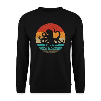 Octopus Retro Style Vintage - Unisex Sweatshirt - black - Front - Alina (178cm) & Michal (187cm)
