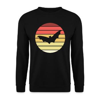 Fledermaus Retro Style Vintage - Unisex Pullover - Schwarz - Vorne - Alina (178cm) & Michal (187cm)