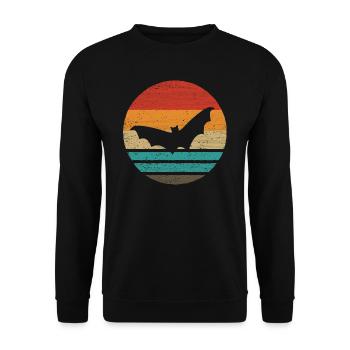 Fledermaus Retro Style Vintage - Unisex Pullover - Schwarz - Vorne - Alina (178cm) & Michal (187cm)