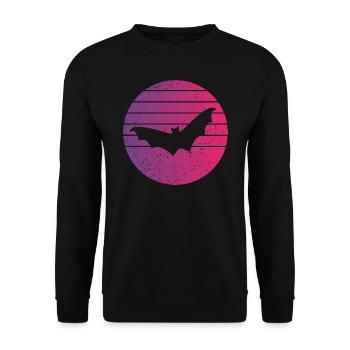 Fledermaus Retro Style Vintage - Unisex Pullover - Schwarz - Vorne - Alina (178cm) & Michal (187cm)