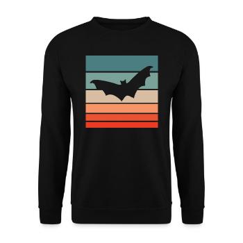 Fledermaus Retro Style Vintage - Unisex Pullover - Schwarz - Vorne - Alina (178cm) & Michal (187cm)