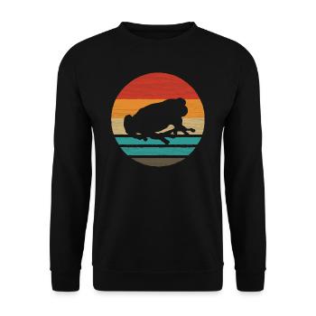 Frosch Retro Style Vintage - Unisex Pullover - Schwarz - Vorne - Alina (178cm) & Michal (187cm)