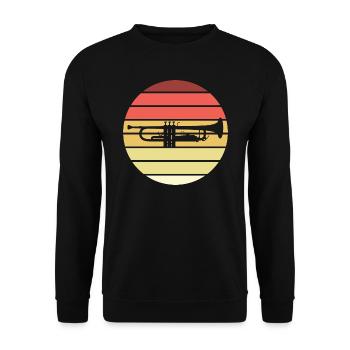 Trompete Retro Style Vintage - Unisex Pullover - Schwarz - Vorne - Alina (178cm) & Michal (187cm)