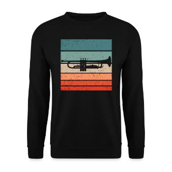 Trompete Retro Style Vintage - Unisex Pullover - Schwarz - Vorne - Alina (178cm) & Michal (187cm)